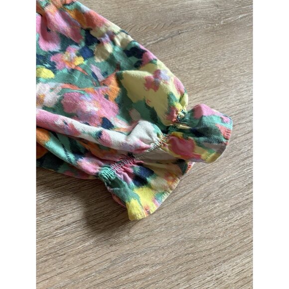 GAP Floral Pink And Yellow Puff Sleeve Sundress Size Medium - Picture 6 of 7